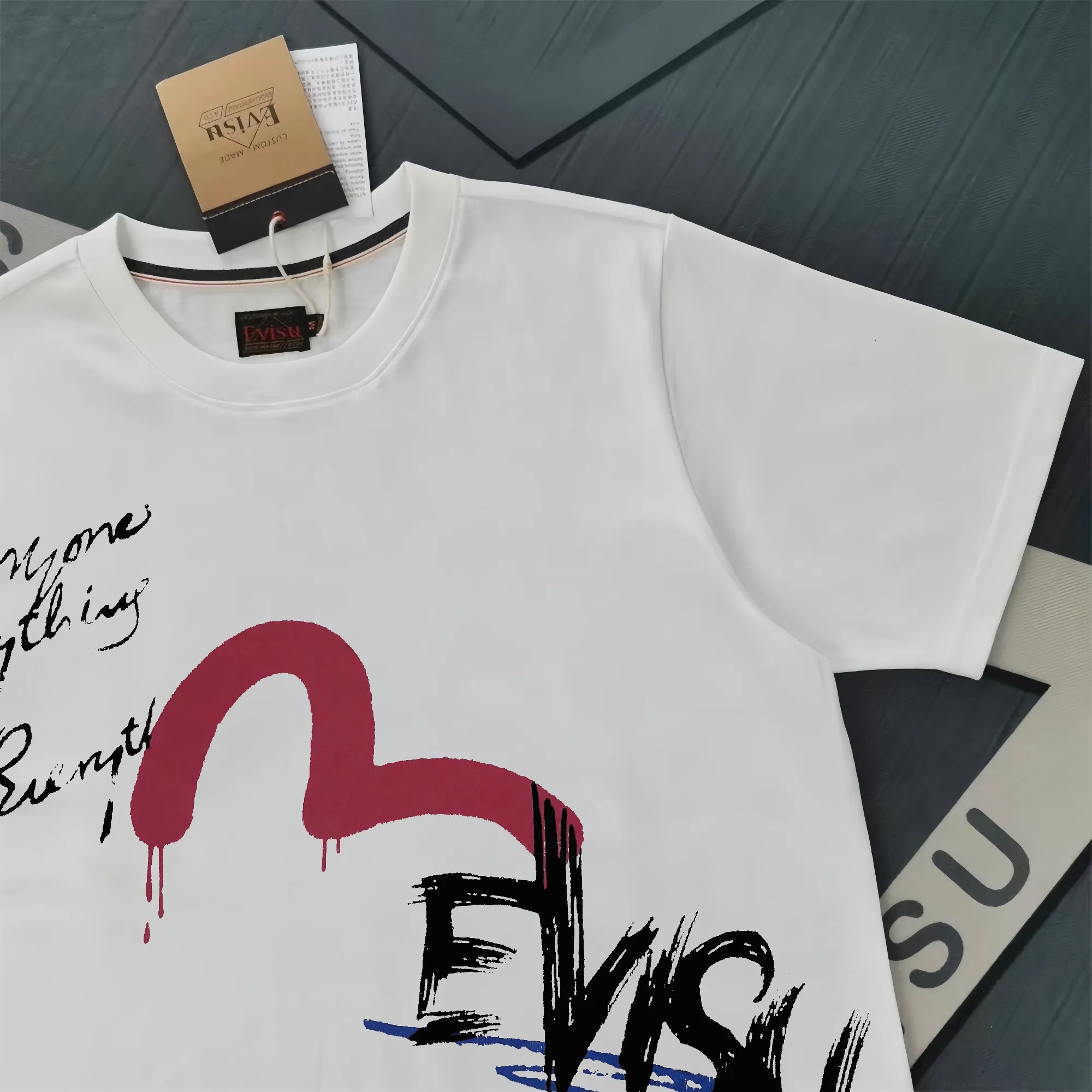 Evisu 2025New Arrival T ⚠ Quality⚠ Same Style T 。 ，Black S-XXL，White S-XXL，Gray M-XXL，Red M-XXL， Red M-XXL Blue M-XXL